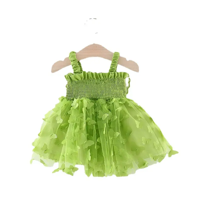 Green Butterfly Baby Dress for Girls 2023 Summer