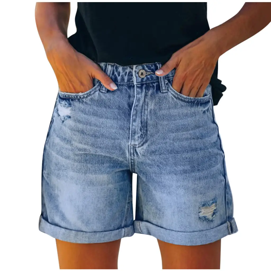Women Denim Shorts High Waist Tassel Ripped Large — feature 10