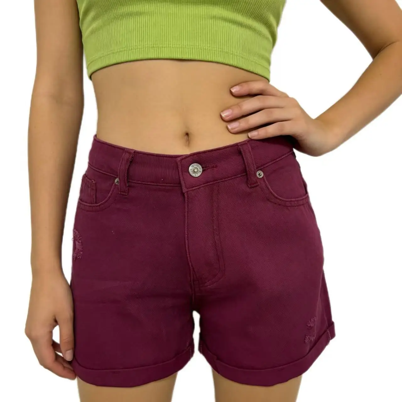 Women Denim Shorts High Waist Tassel Ripped Large