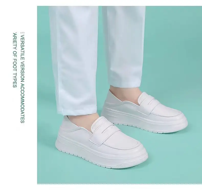 Nurses Shoes Women's 2023 New Soft Bottom Breathable Non-tiring Foot Deodorant Non-slip Flat Height-increasing Shoes Medical White Shoes — feature 11