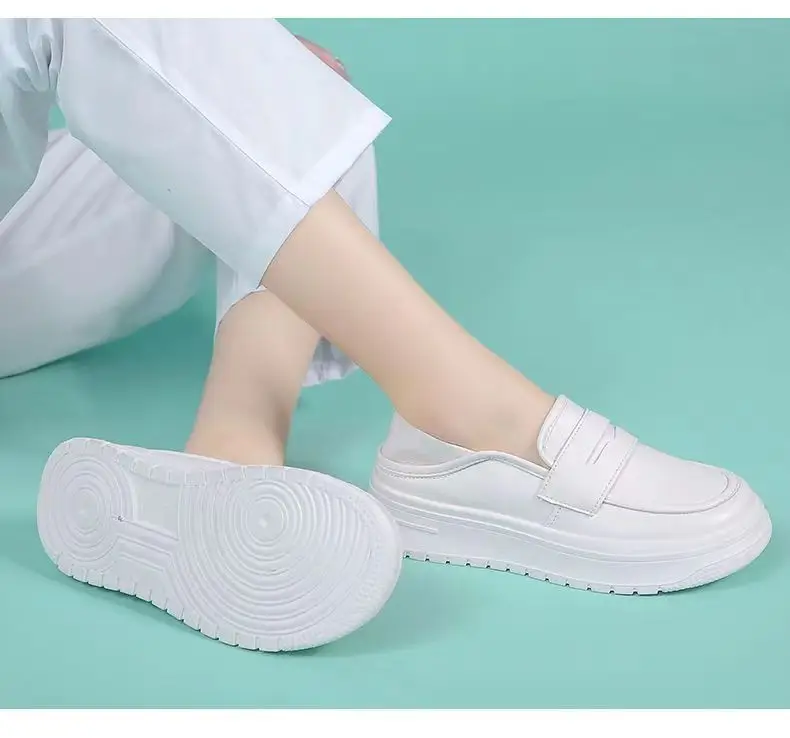 Nurses Shoes Women's 2023 New Soft Bottom Breathable Non-tiring Foot Deodorant Non-slip Flat Height-increasing Shoes Medical White Shoes — feature 12