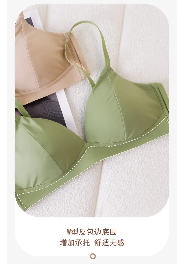 Summer Thin Breathable Ice Silk French Triangle Cup Seamless Bra Without Rims Push-Up Comfortable Student Girl Underwear — feature 15