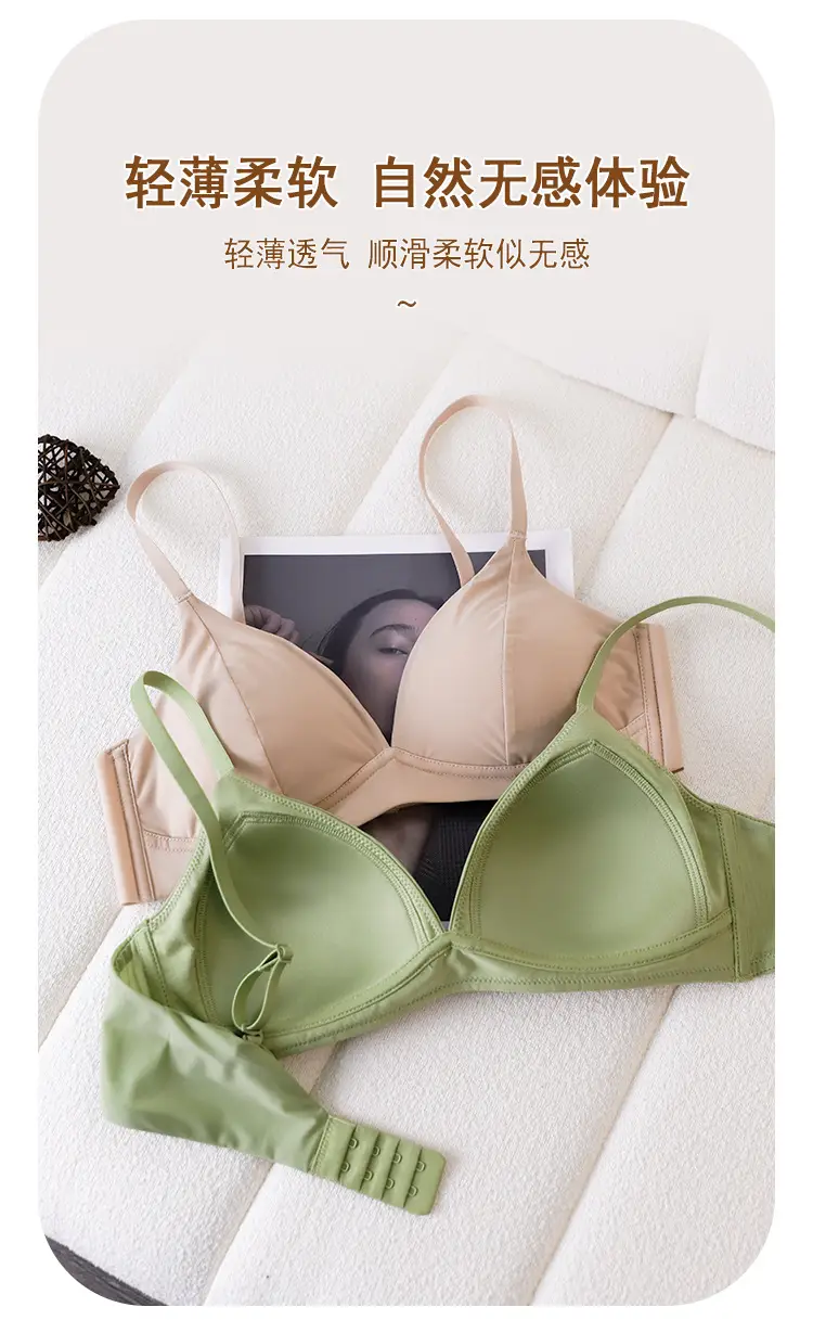 Summer Thin Breathable Ice Silk French Triangle Cup Seamless Bra Without Rims Push-Up Comfortable Student Girl Underwear — feature 5