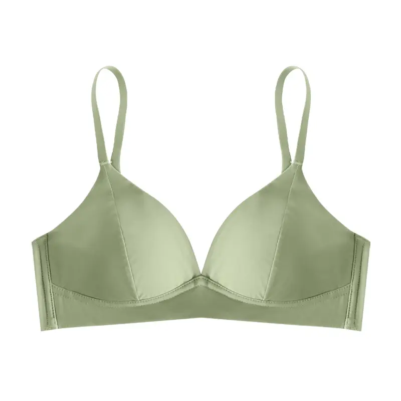 Summer Thin Breathable Ice Silk French Triangle Cup Seamless Bra Without Rims Push-Up Comfortable Student Girl Underwear