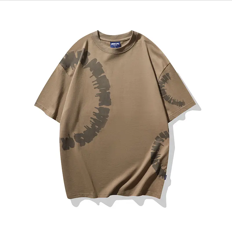 Men Cotton Loose T-Shirt Brown A Generation - Image 3