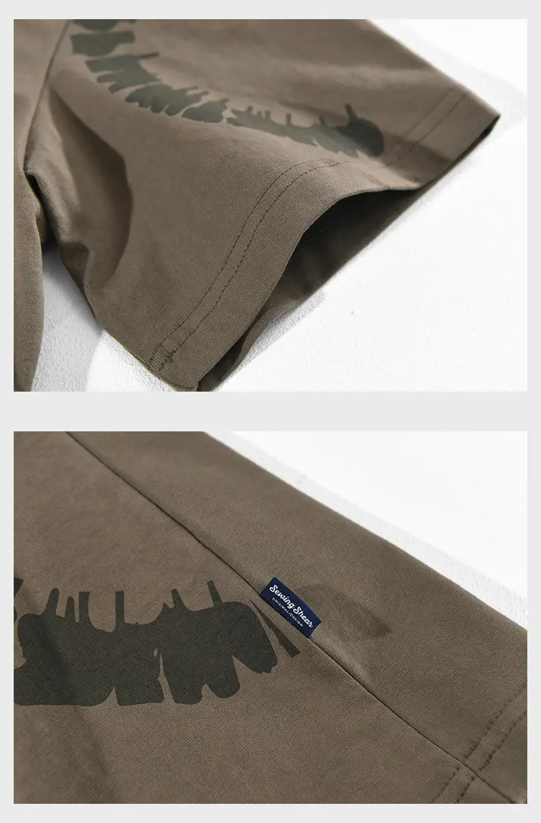 Men Cotton Loose T-Shirt Brown A Generation — feature 14