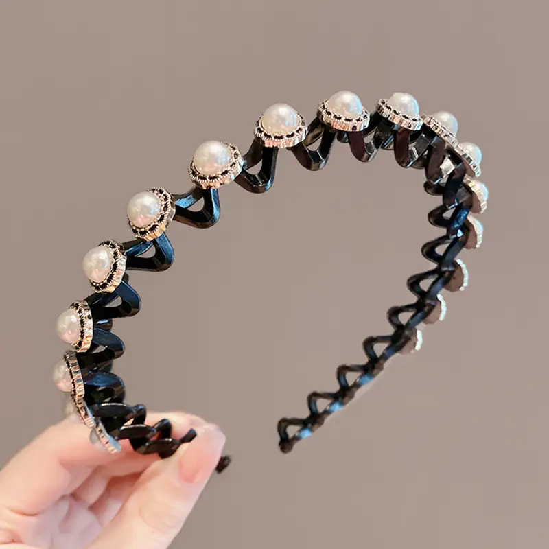 Women's Rhinestone Pearl Hairband with High-End Hairpin - Image 5