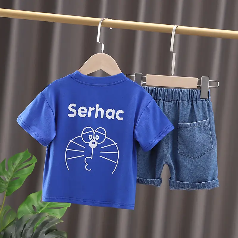 Blue Cartoon T-Shirt & Shorts Set for Girls 2023