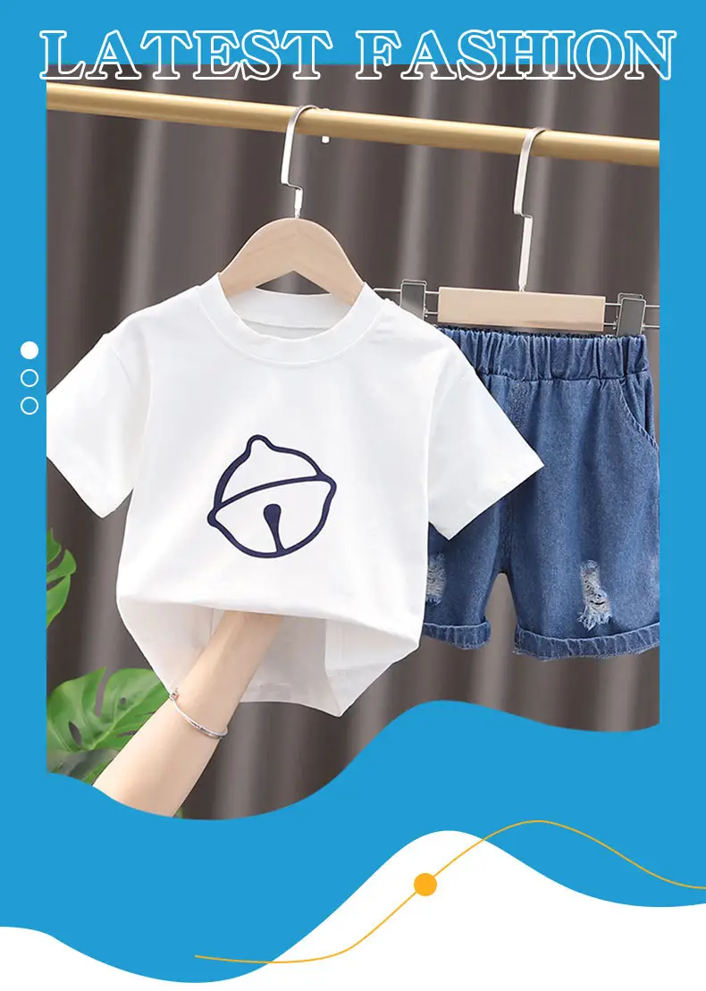 Blue Cartoon T-Shirt & Shorts Set for Girls 2023 — feature 1