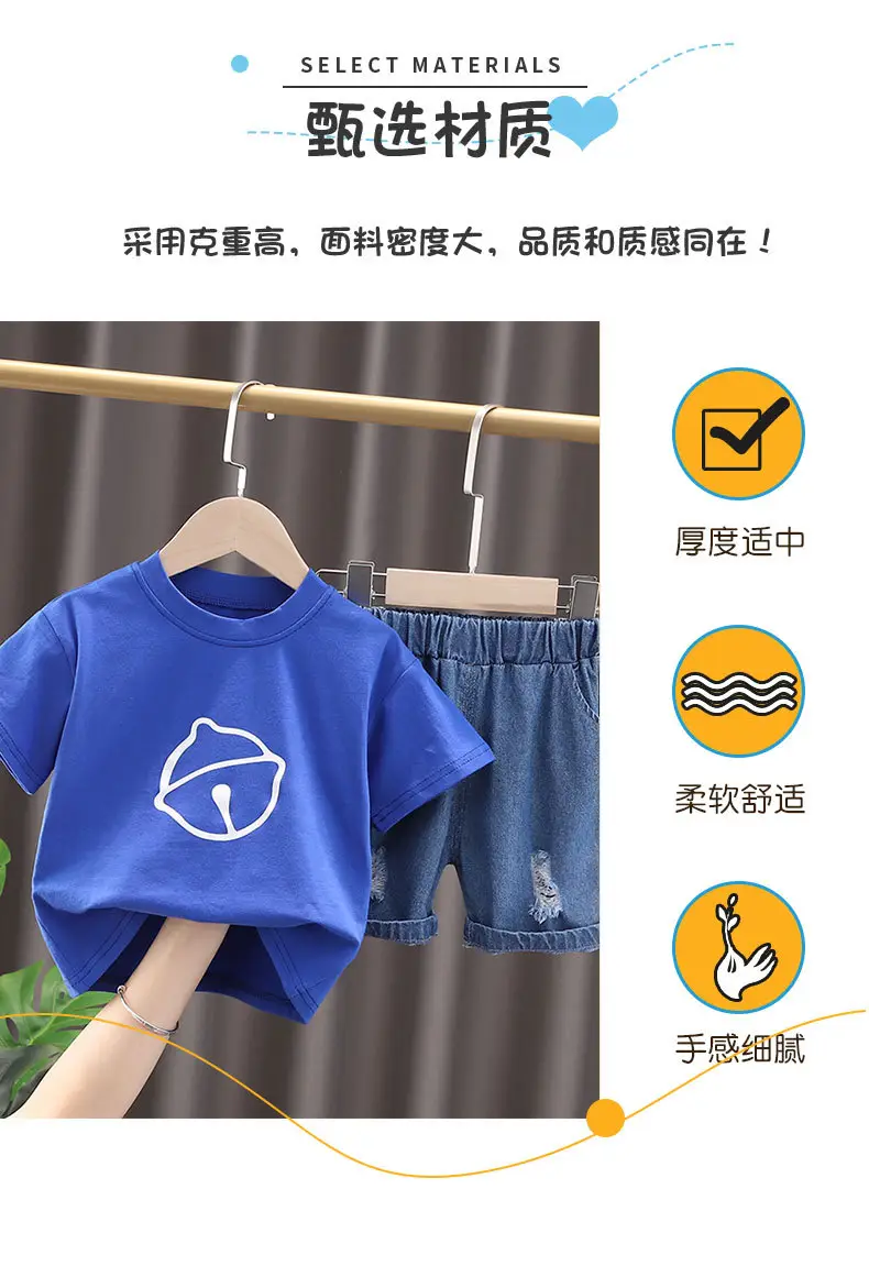 Blue Cartoon T-Shirt & Shorts Set for Girls 2023 — feature 3
