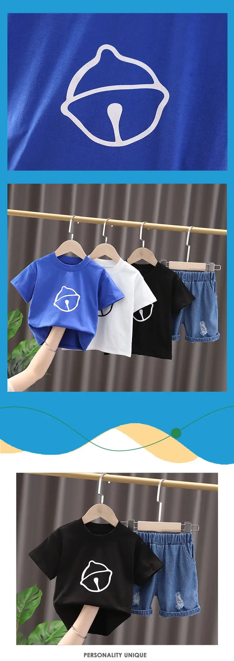 Blue Cartoon T-Shirt & Shorts Set for Girls 2023 — feature 7