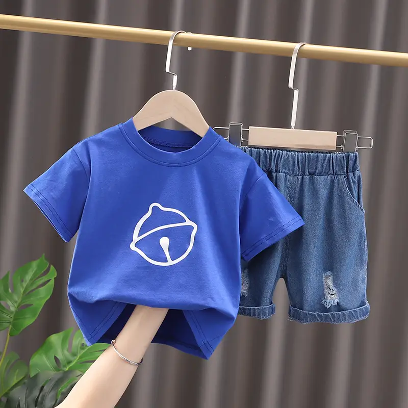 Blue Cartoon T-Shirt & Shorts Set for Girls 2023
