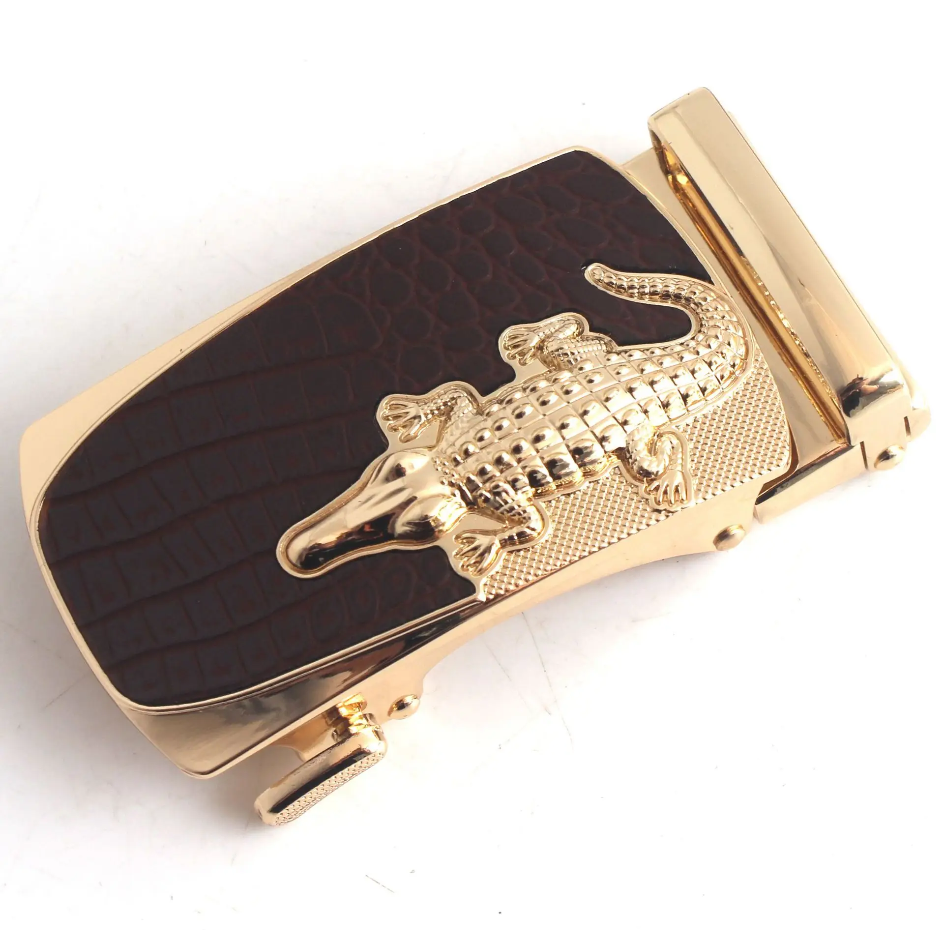 Hongsheng Men's Black Croc Buckle Belt Fastener