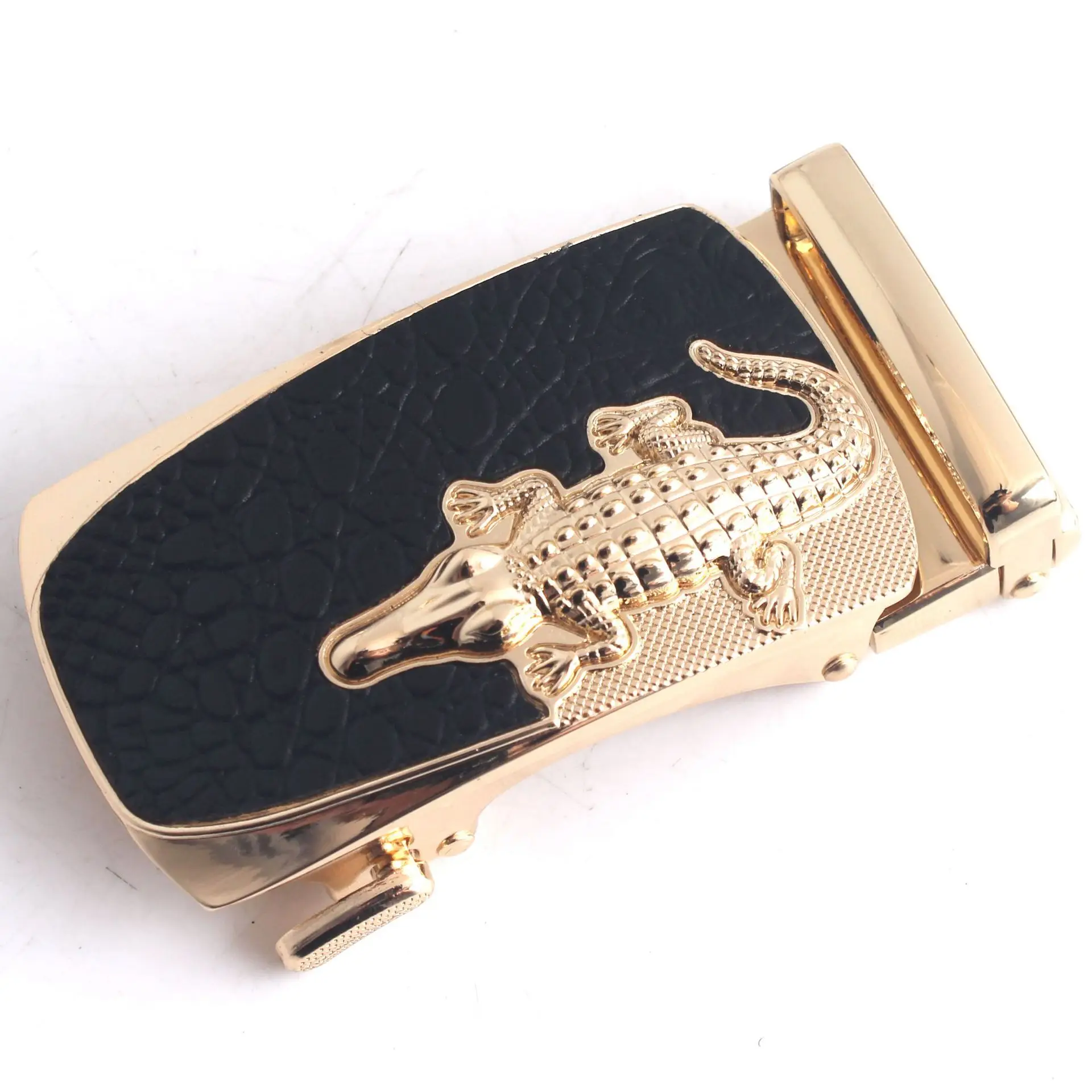 Hongsheng Men's Black Croc Buckle Belt Fastener