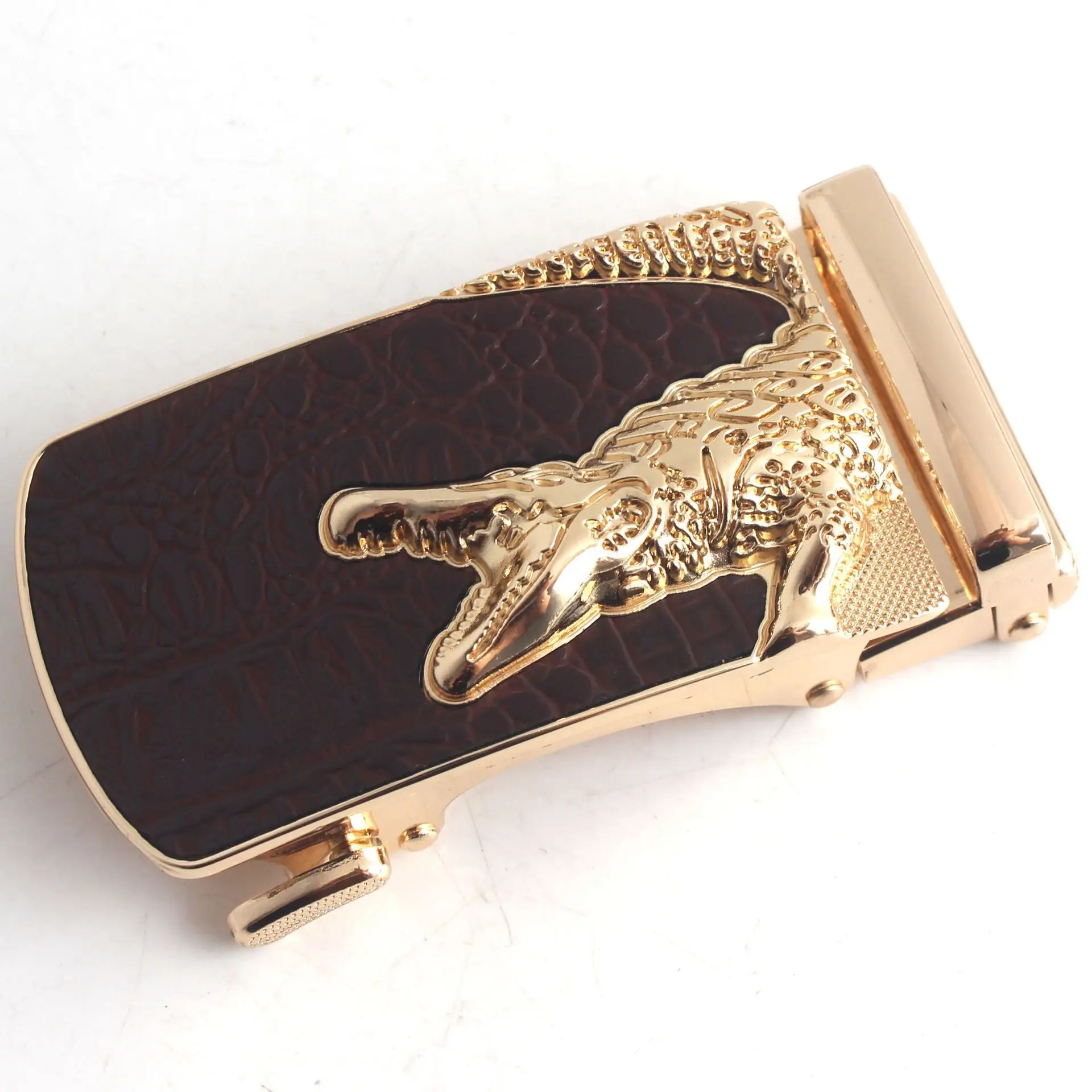 Hongsheng Men's Black Croc Buckle Belt Fastener