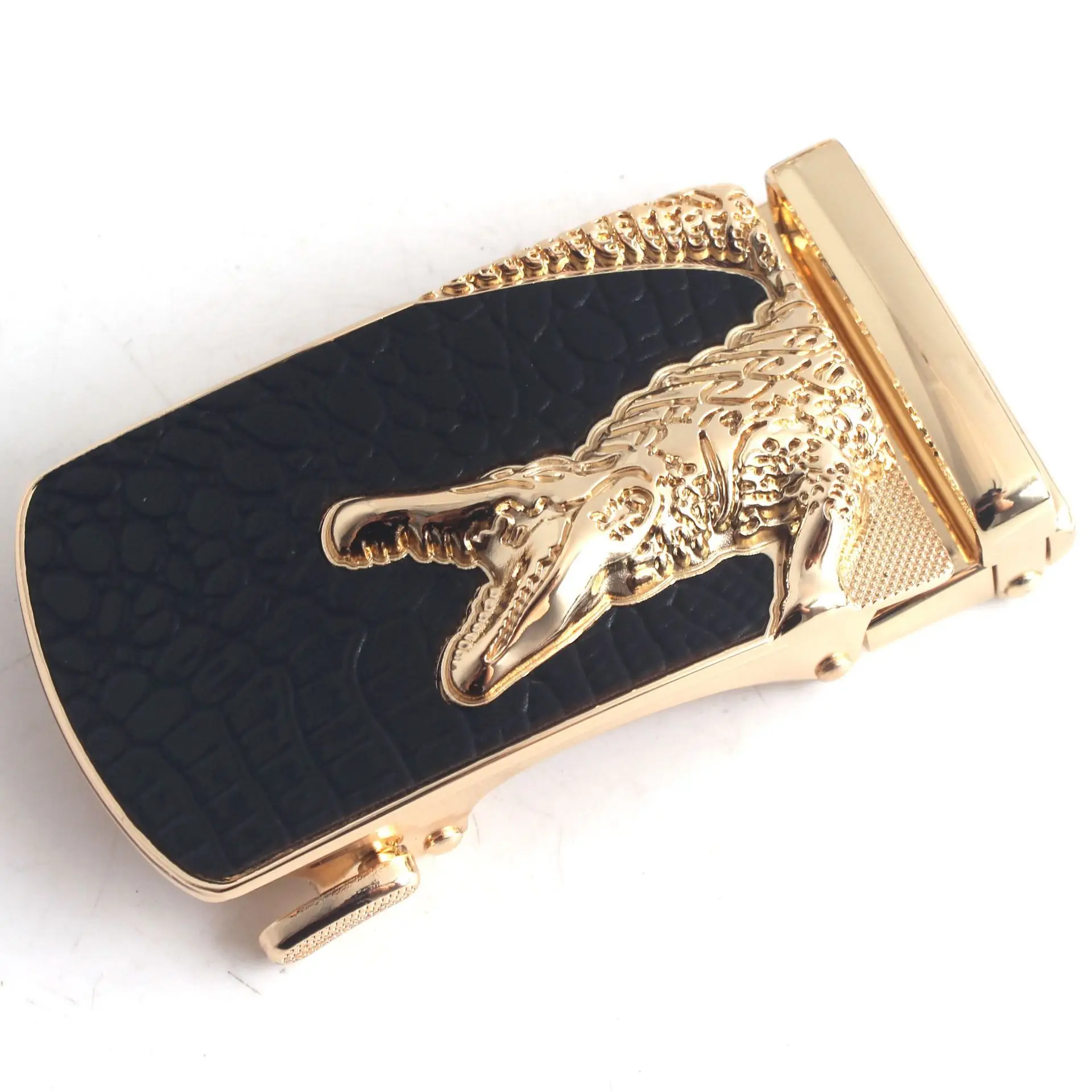 Hongsheng Men's Black Croc Buckle Belt Fastener