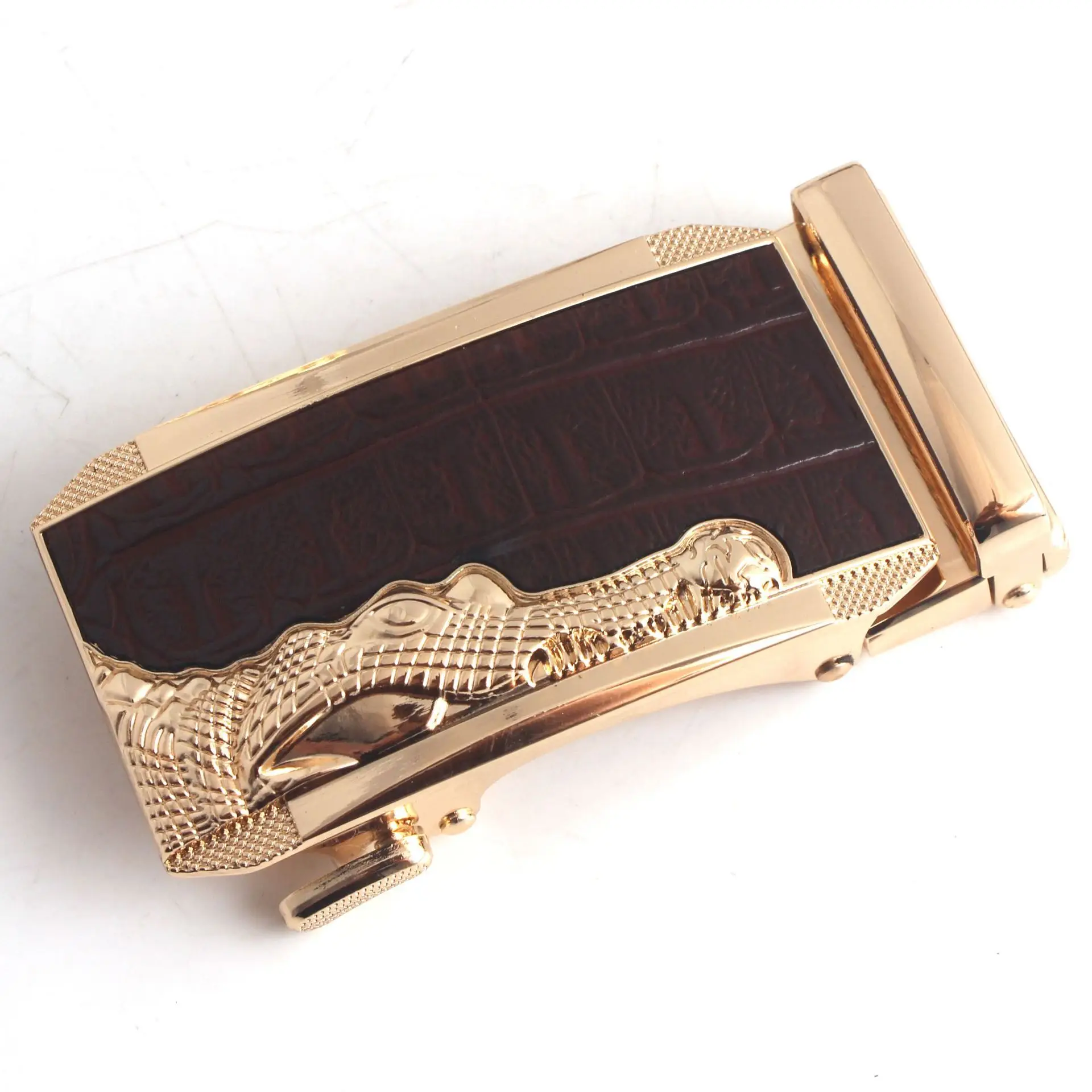 Hongsheng Men's Black Croc Buckle Belt Fastener