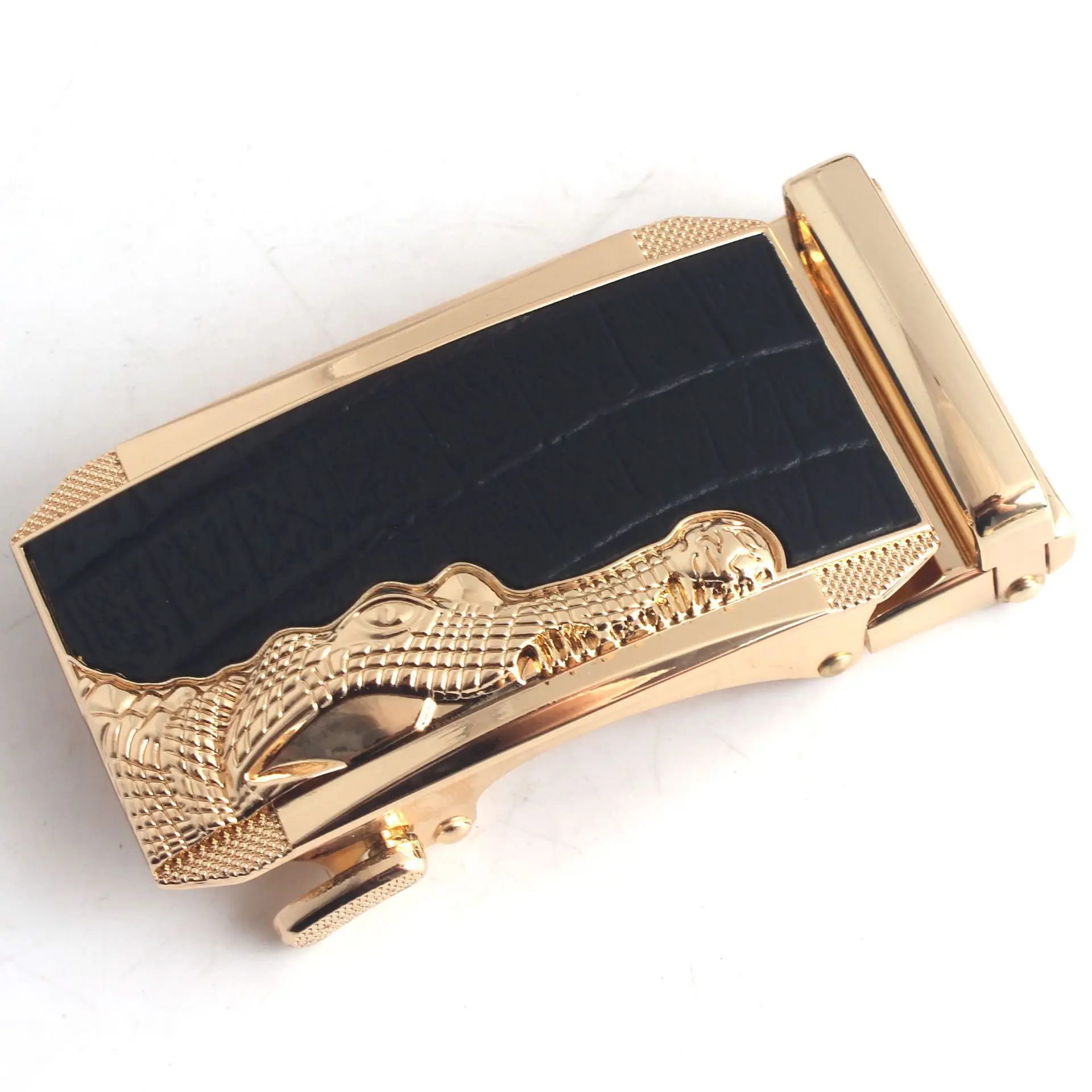 Hongsheng Men's Black Croc Buckle Belt Fastener