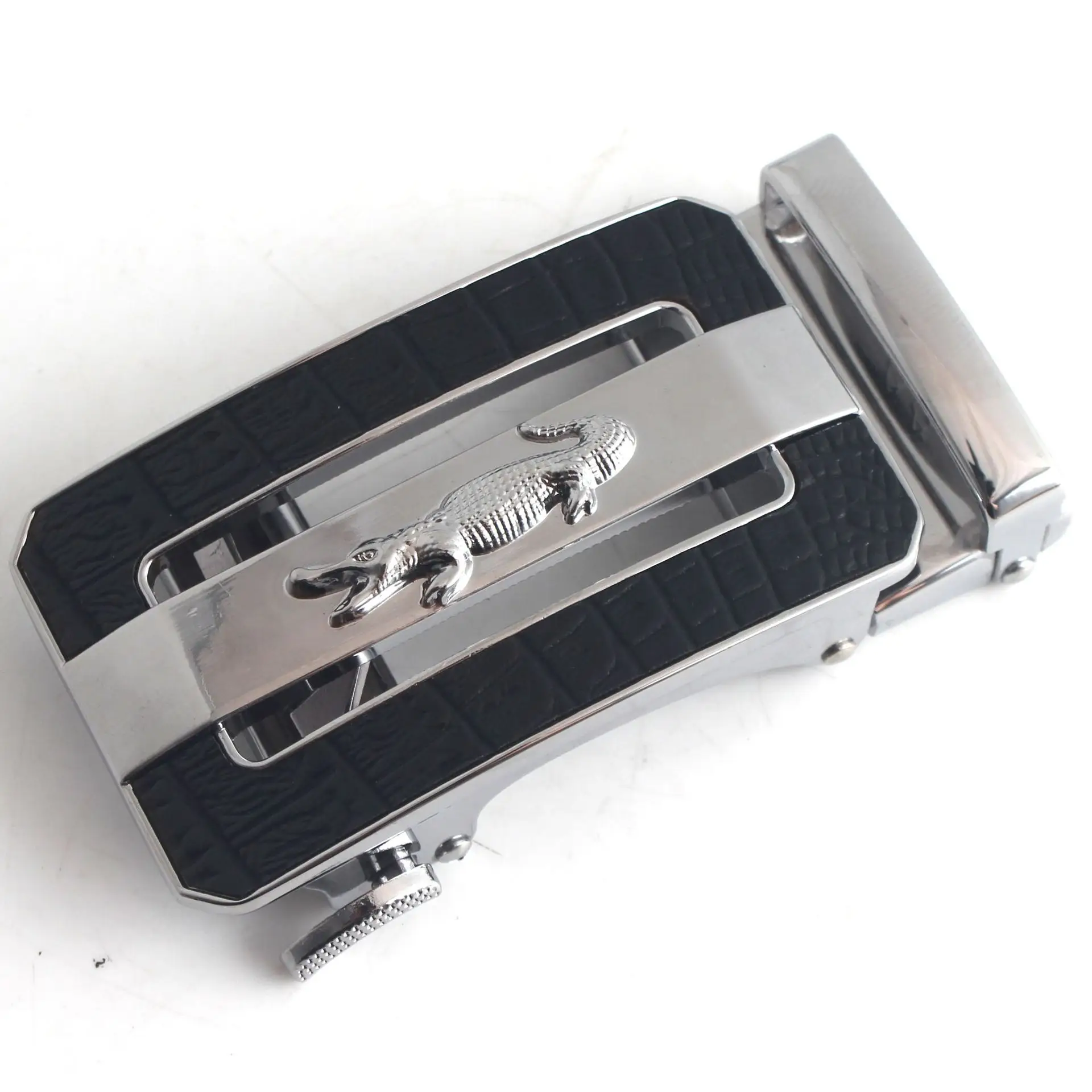 Hongsheng Men's Black Croc Buckle Belt Fastener