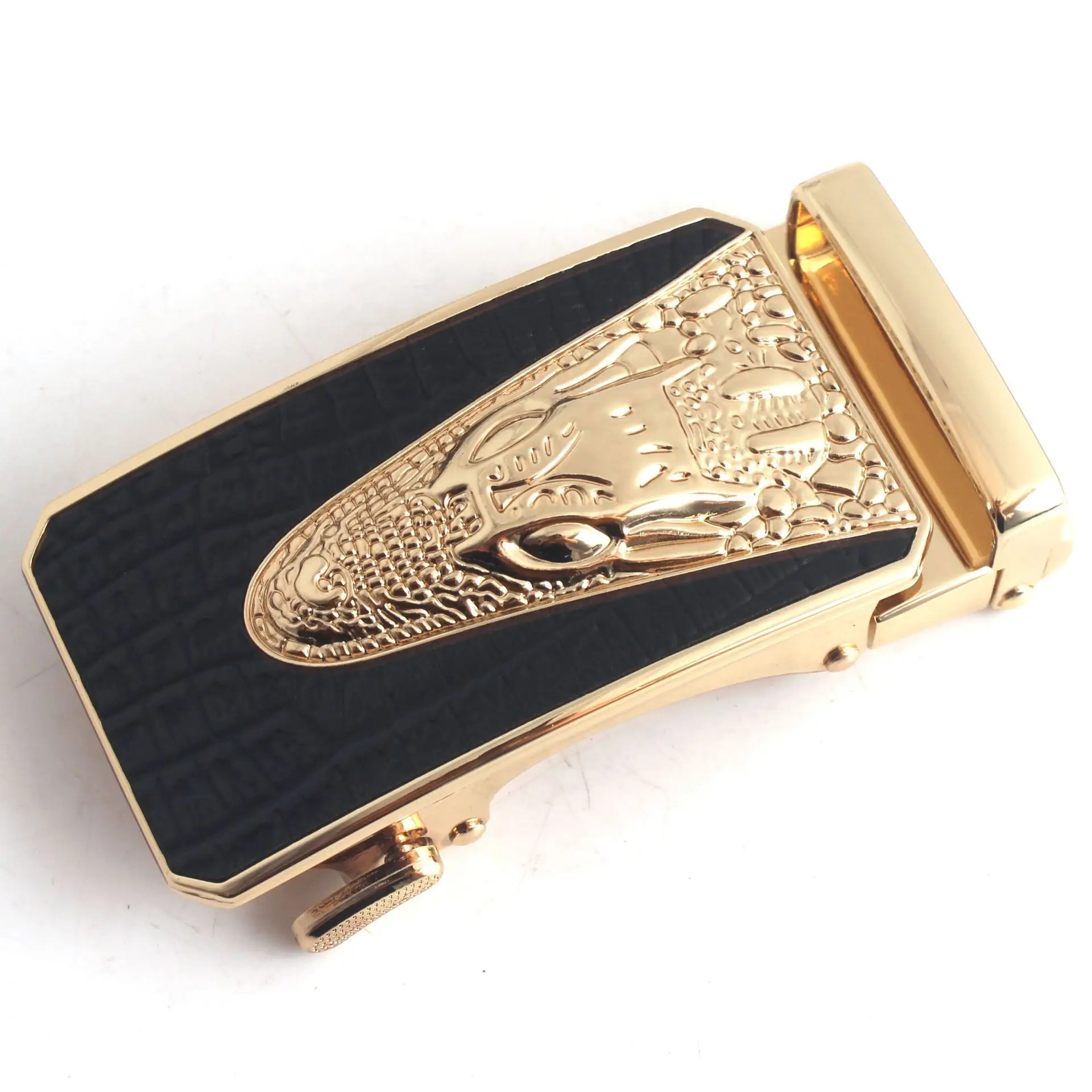 Hongsheng Men's Black Croc Buckle Belt Fastener