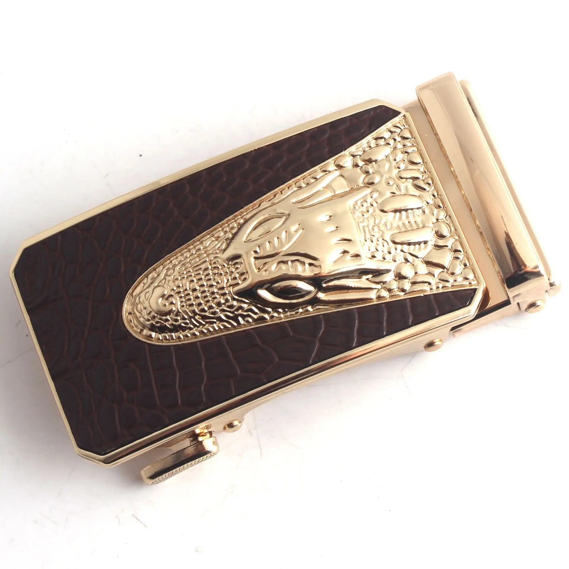 Hongsheng Men's Black Croc Buckle Belt Fastener