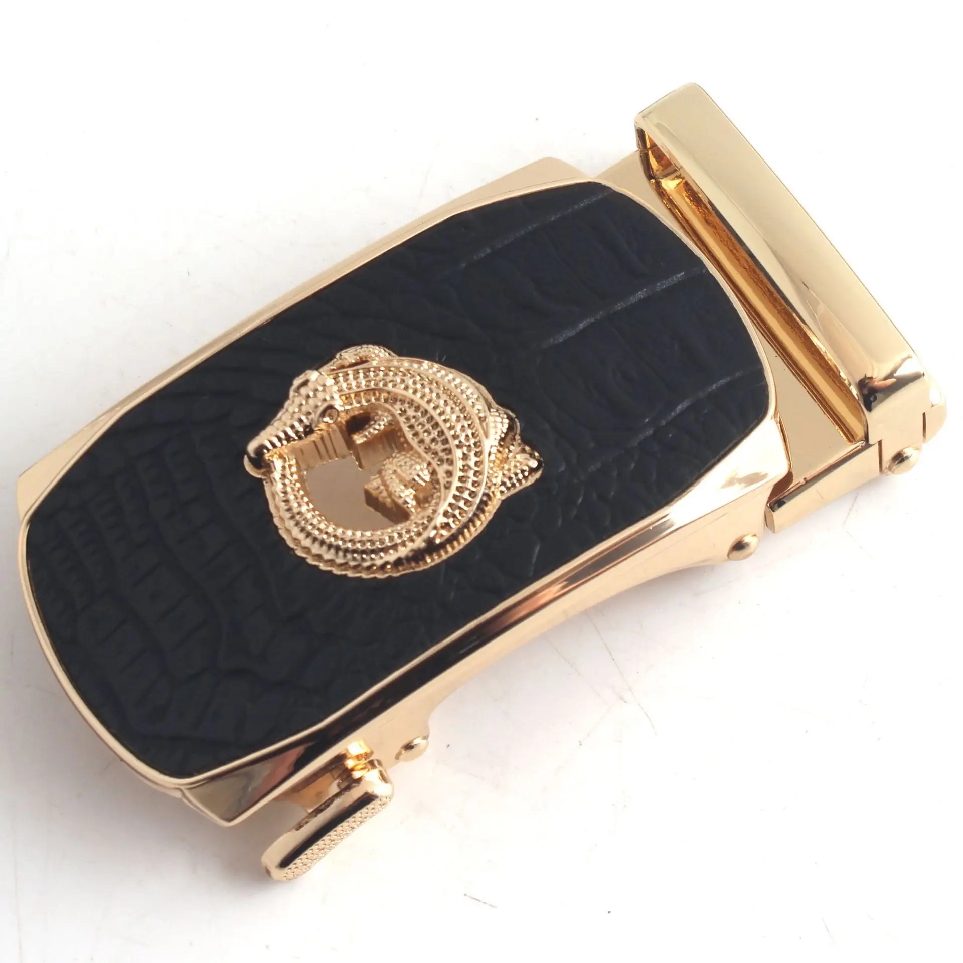 Hongsheng Men's Black Croc Buckle Belt Fastener