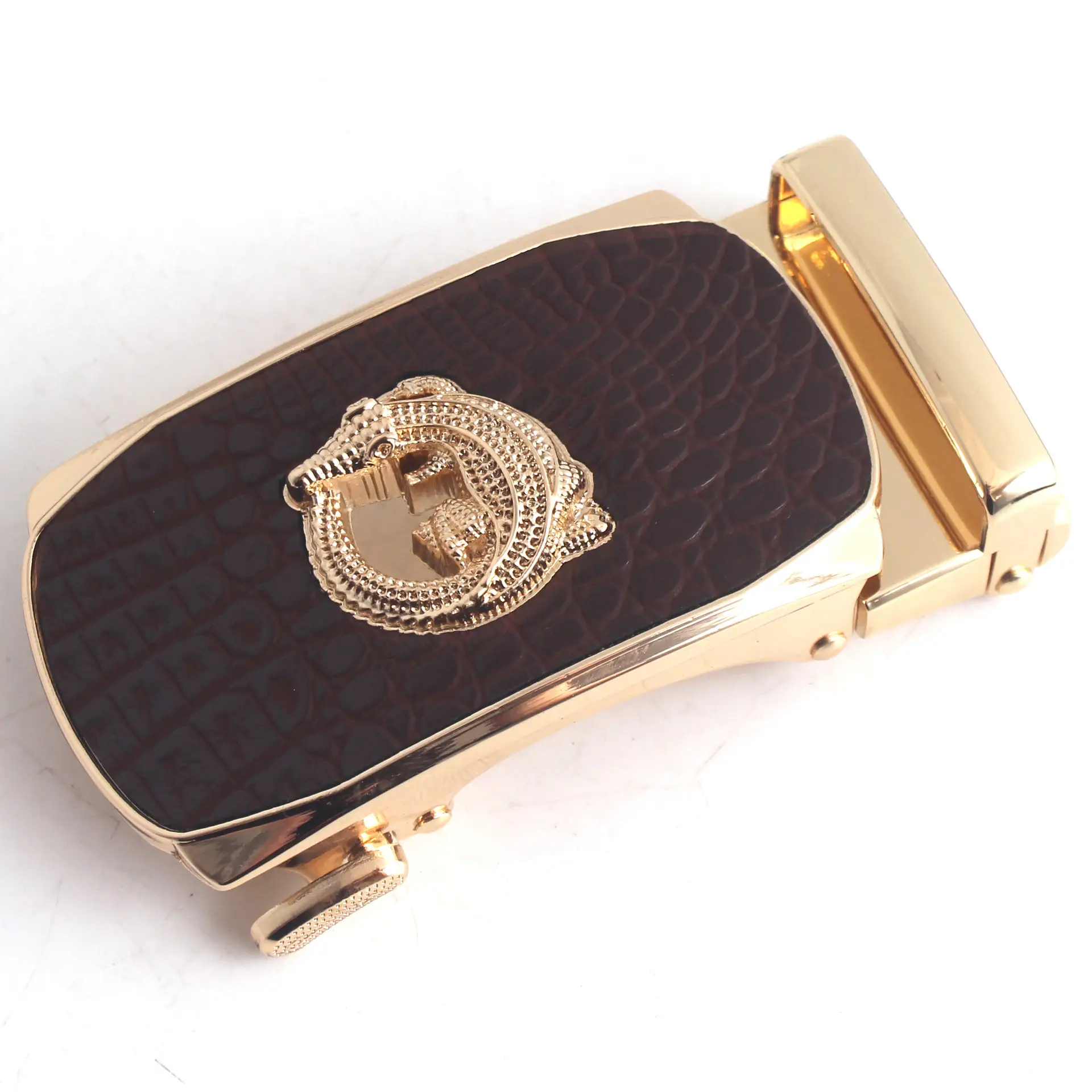 Hongsheng Men's Black Croc Buckle Belt Fastener