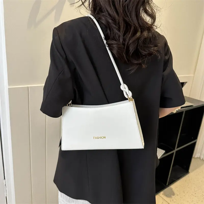 Beige Faux Leather Shoulder Bag for Women - Image 9