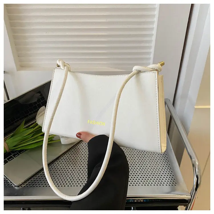 Beige Faux Leather Shoulder Bag for Women - Image 4
