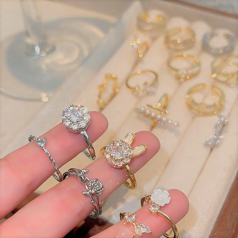 Light Luxury Zircon Love Rings for Women - Image 33