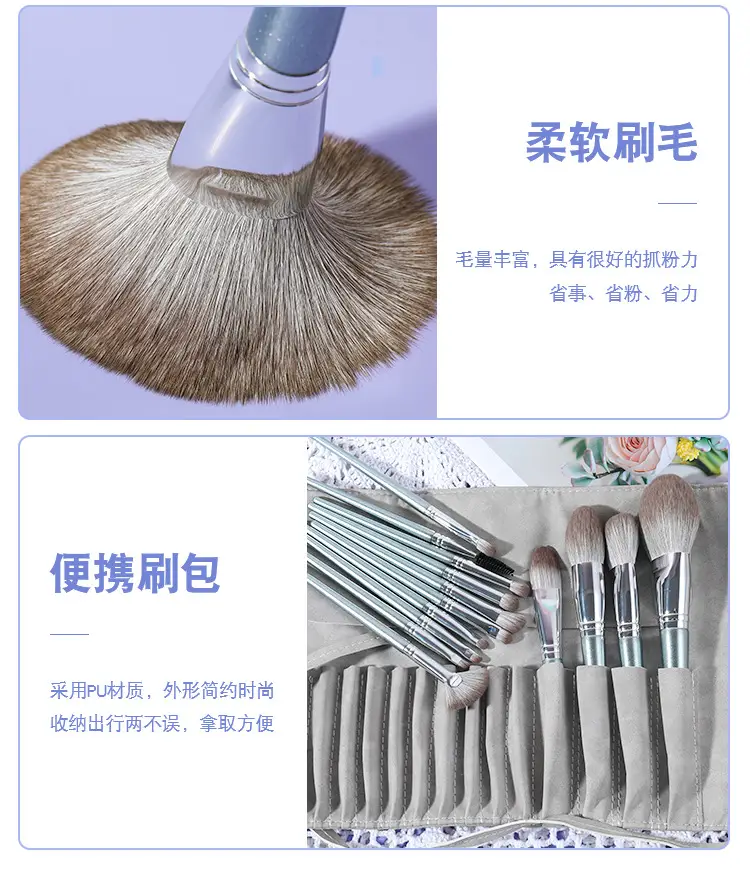 14-Piece Makeup Brush Set for Blending Powder Foundation Eyeshadow — feature 7