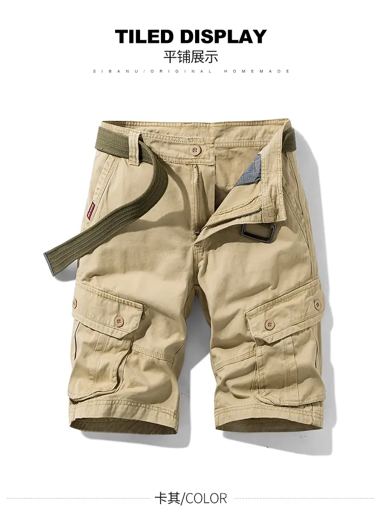 Men's Green Cargo Shorts Multi-Pocket Cross Border Tactical Pants — feature 12