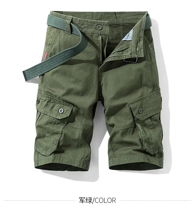 Men's Green Cargo Shorts Multi-Pocket Cross Border Tactical Pants — feature 17
