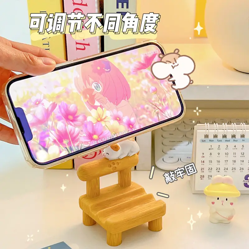 Cute Wooden Mobile Phone Holder for Desk
