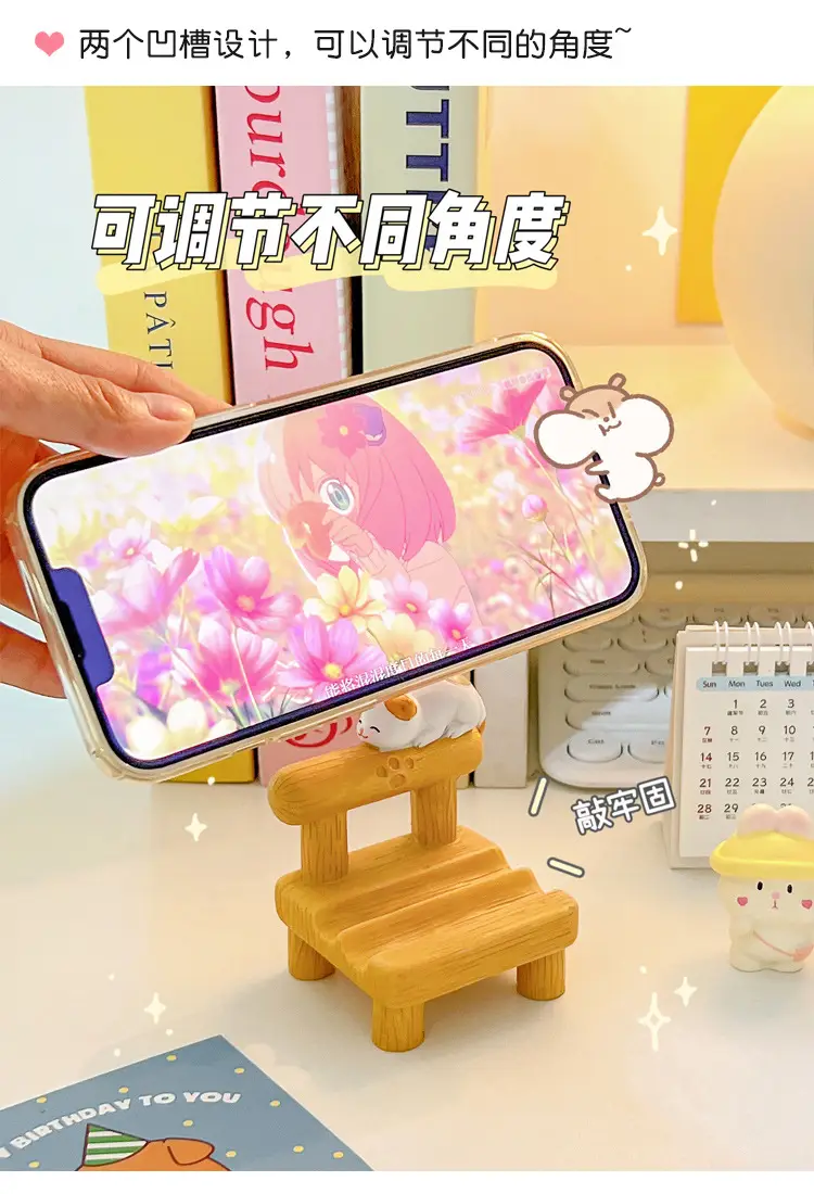 Cute Wooden Mobile Phone Holder for Desk — feature 3