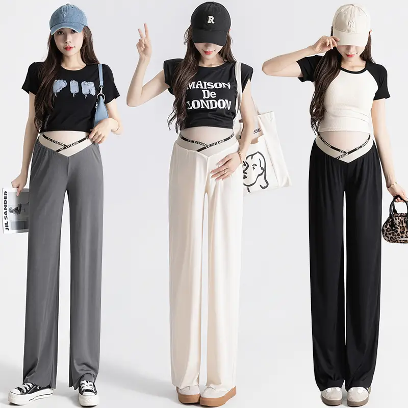 Pregnant Women's Wide Leg Pants Summer Slimming Casual Loose - Image 5