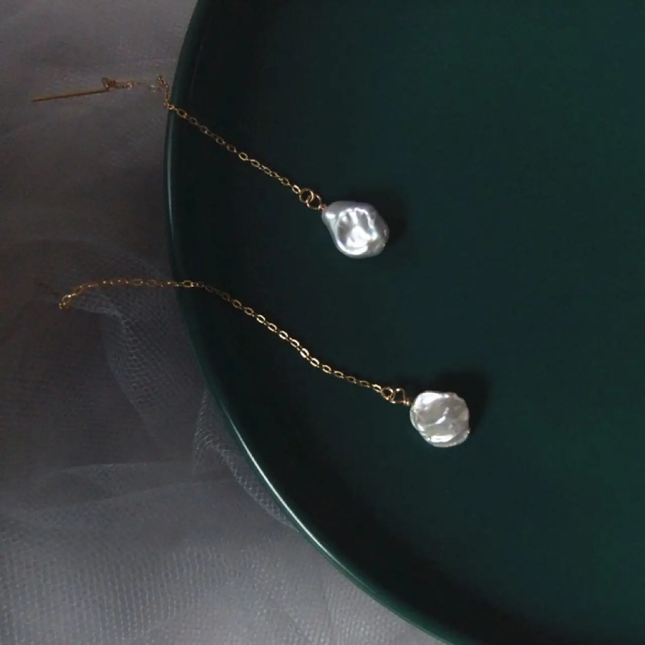 Natural Baroque Pearl Ear Earrings 14k Gold - Image 4