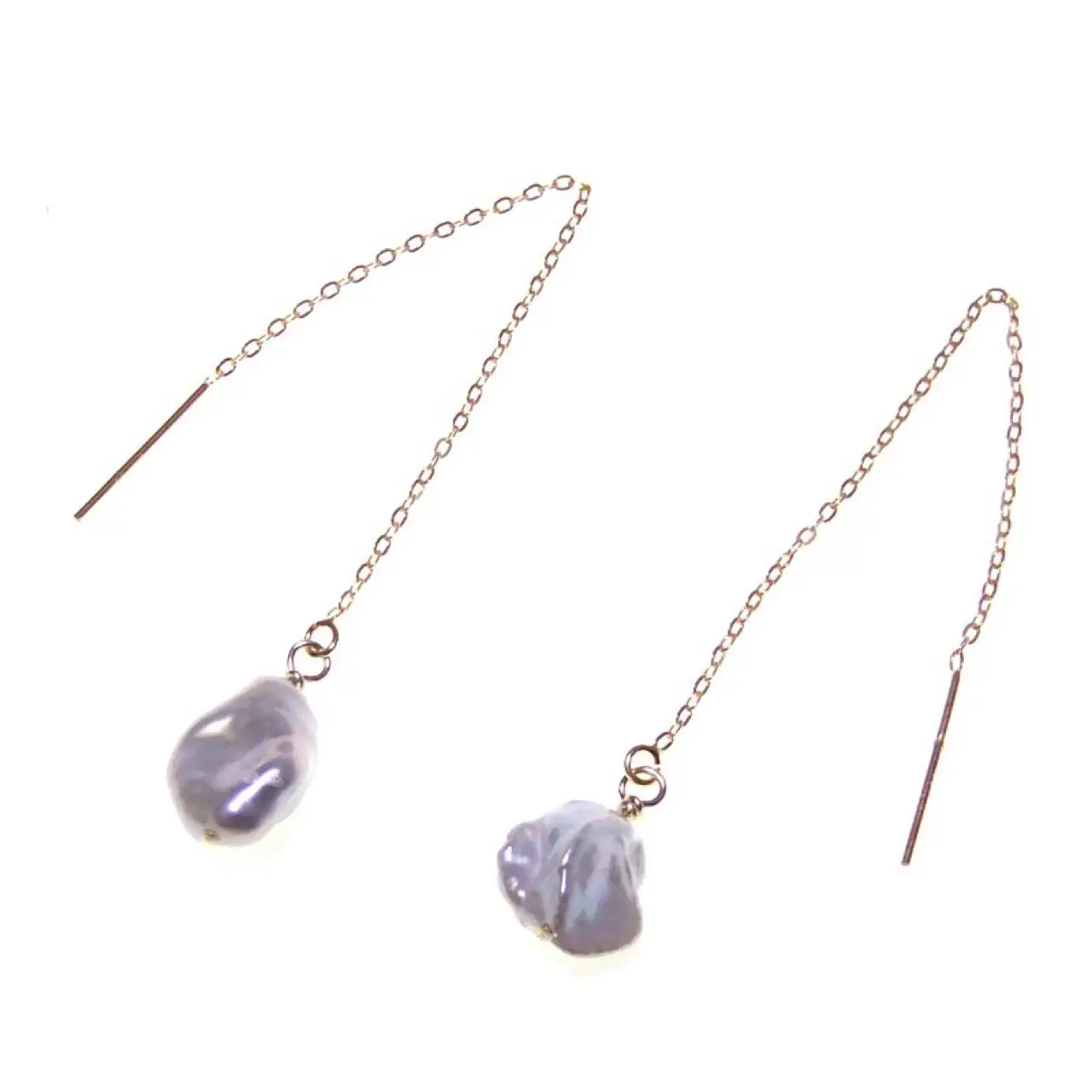 Natural Baroque Pearl Ear Earrings 14k Gold - Image 5