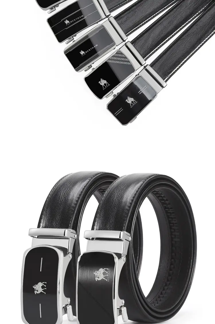 Men's Black Leather Belt with Silver Buckle — feature 6