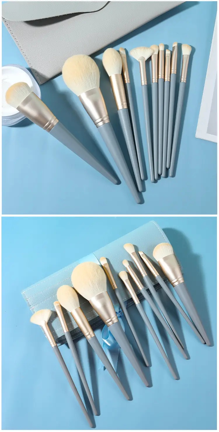 10 Piece Blue Bridge Pattern Makeup Brush Set — feature 14