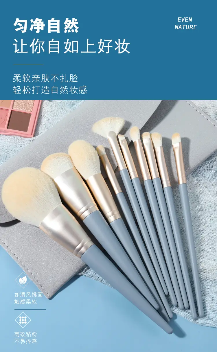 10 Piece Blue Bridge Pattern Makeup Brush Set — feature 3