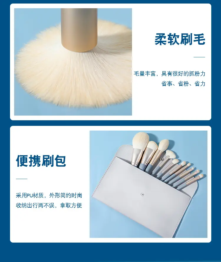 10 Piece Blue Bridge Pattern Makeup Brush Set — feature 7