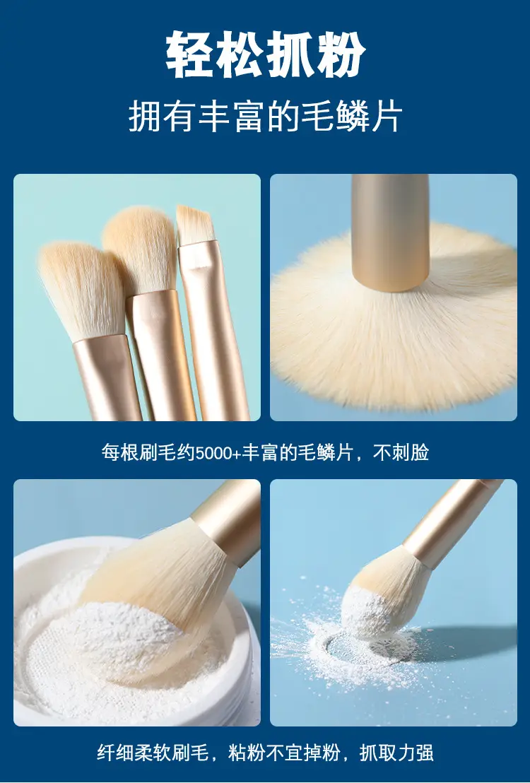 10 Piece Blue Bridge Pattern Makeup Brush Set — feature 9
