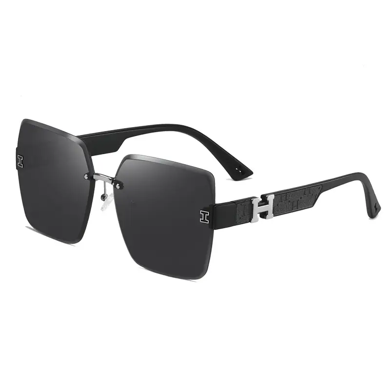 Men Women Frameless Sunglasses 2025 Trendy Black - Image 7
