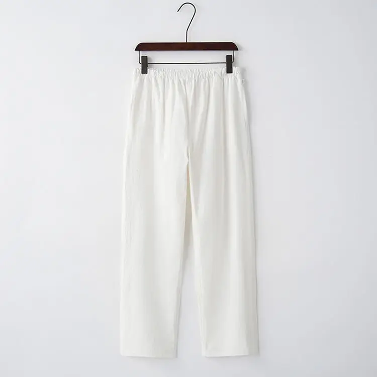 White Tang Suit for Men Loose Cotton Linen Long Sleeve Trousers — feature 25