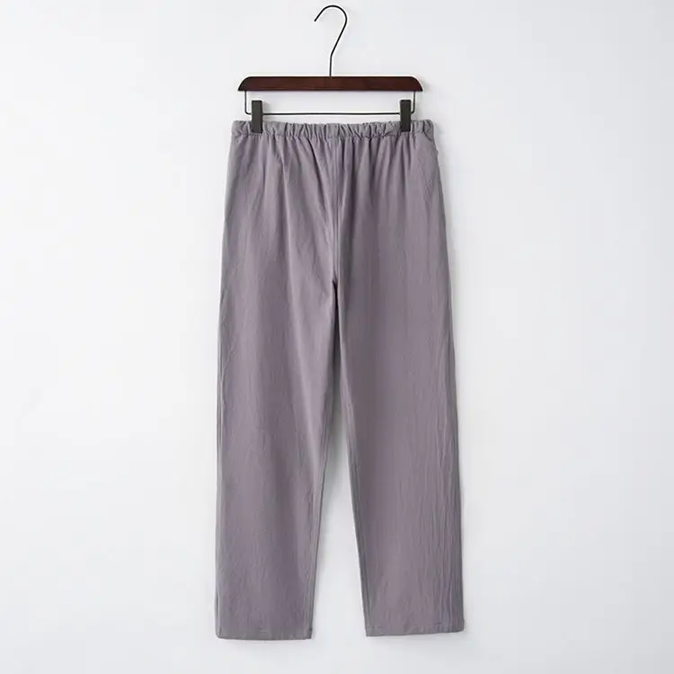 White Tang Suit for Men Loose Cotton Linen Long Sleeve Trousers — feature 34