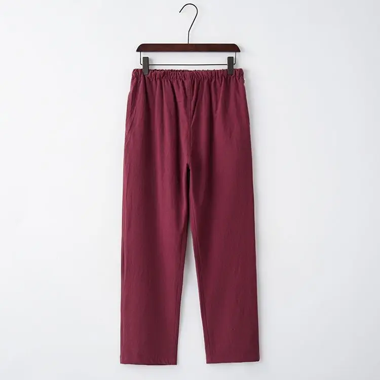 White Tang Suit for Men Loose Cotton Linen Long Sleeve Trousers — feature 43