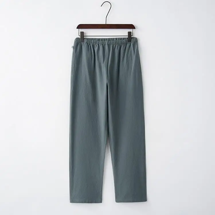White Tang Suit for Men Loose Cotton Linen Long Sleeve Trousers — feature 48