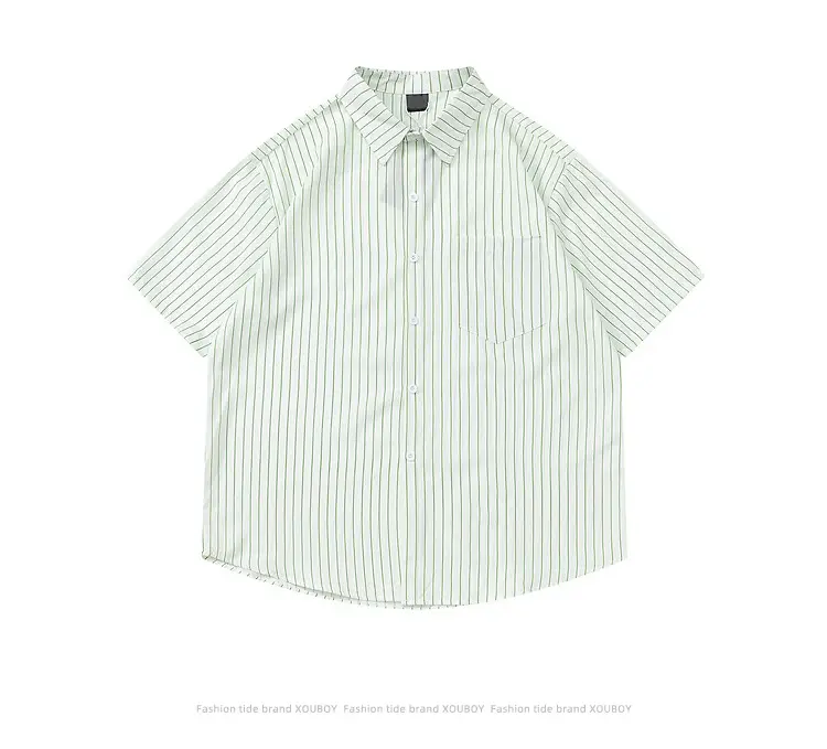 Men Striped Short Sleeve Shirt Light Beige — feature 13
