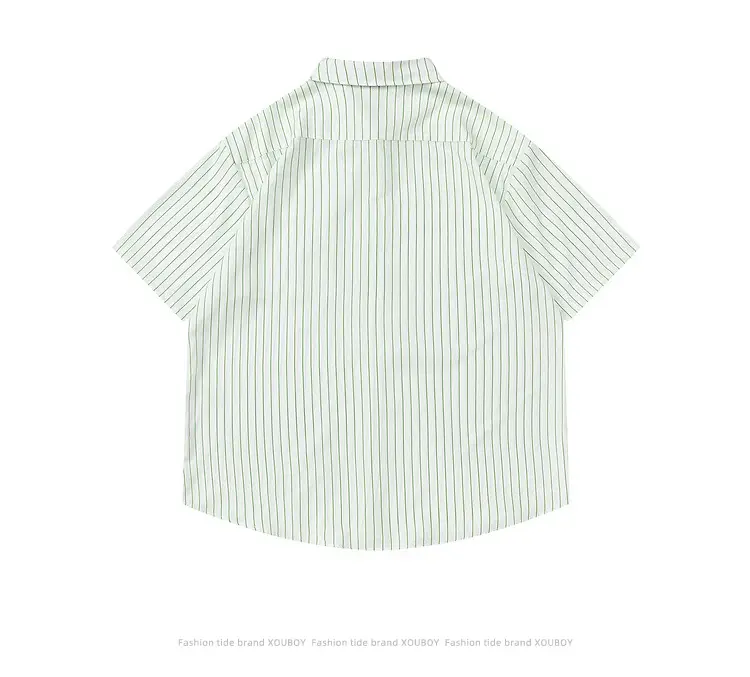 Men Striped Short Sleeve Shirt Light Beige — feature 14